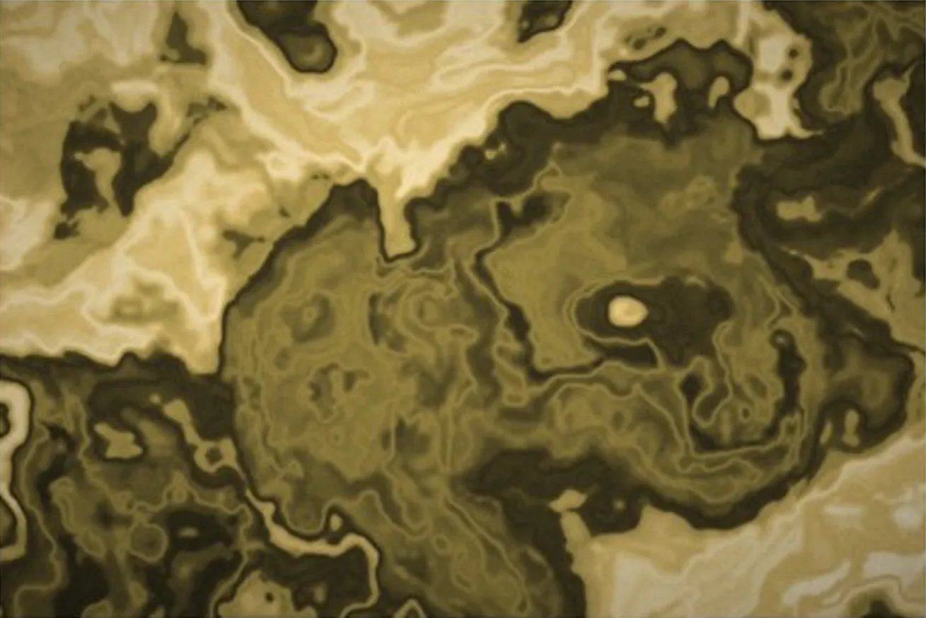 Abstract marbled texture in olive, mustard and cream.